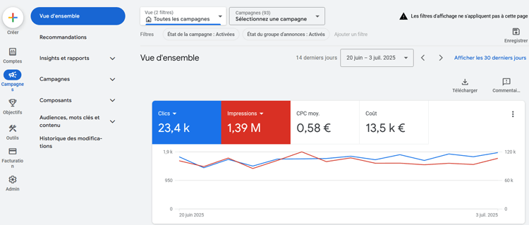 Interface Google Ads